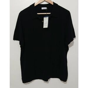 Tom james mens large 100% fine merino wool polo lightweight sweater black